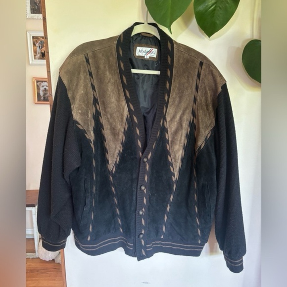 Vintage Modango Homme Leather & Knit Sweater Jacket